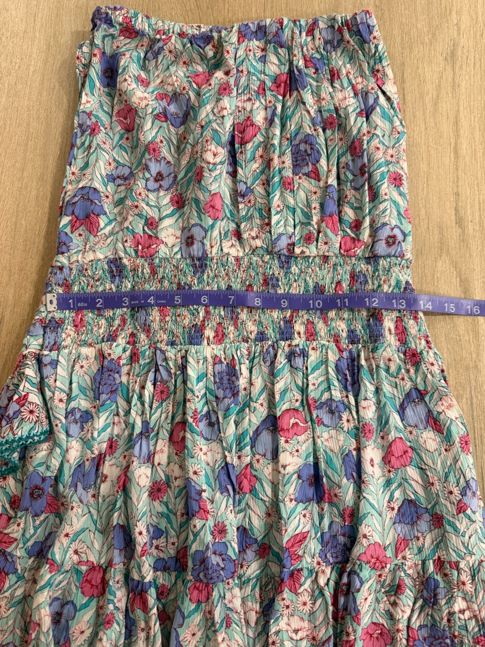 Poupette St Barth Ambra Bandeau Aqua Petunia Floral Cover Up Pool Dress NWT M - Picture 11 of 12